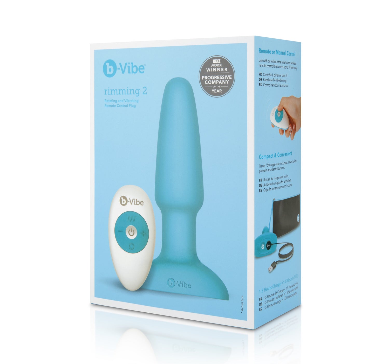 B-Vibe Rimming Plug 2 Teal Rotating and Vibrating Remote Control Anal Plug > Anal Range > Vibrating Butt Plugs - Tophatter Daily Deals