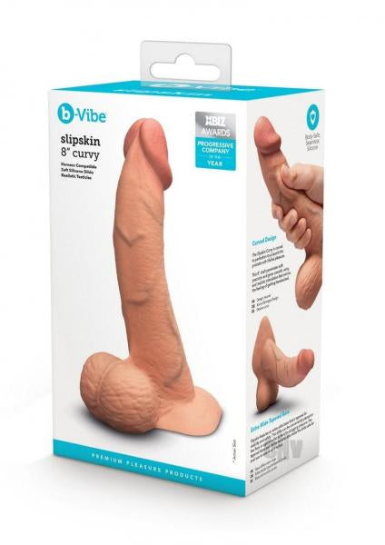 B-Vibe Slipskin Realistic Silicone Dildo 8 Inch Curved Mocha > Dildos > Realistic Dildos - Tophatter Daily Deals