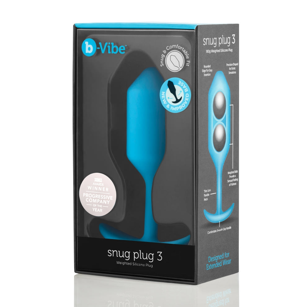 B-Vibe Snug Plug 3 Weighted Silicone Plug Teal > Anal Range > Vibrating Butt Plugs - Tophatter Daily Deals