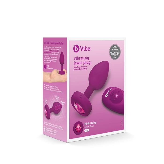 B-Vibe Vibrating Jewel Plug Small Medium Fuchsia Silicone > Anal Range > Jewel Butt Plugs - Tophatter Daily Deals