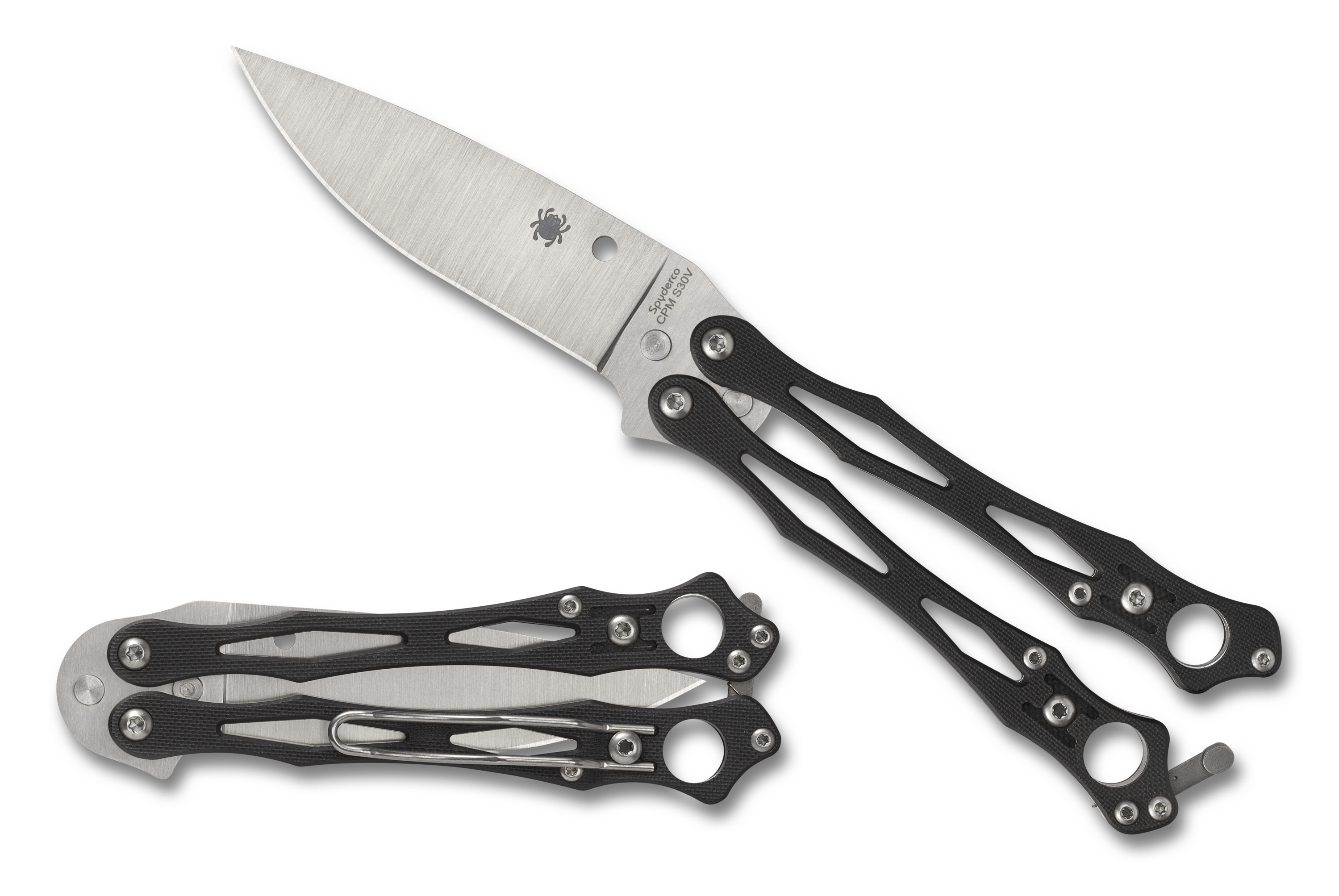 Spyderco SmallFly 2 - Balisong - Black G10 - CPM-S30V - B02GP2 Knives - Tophatter Daily Deals