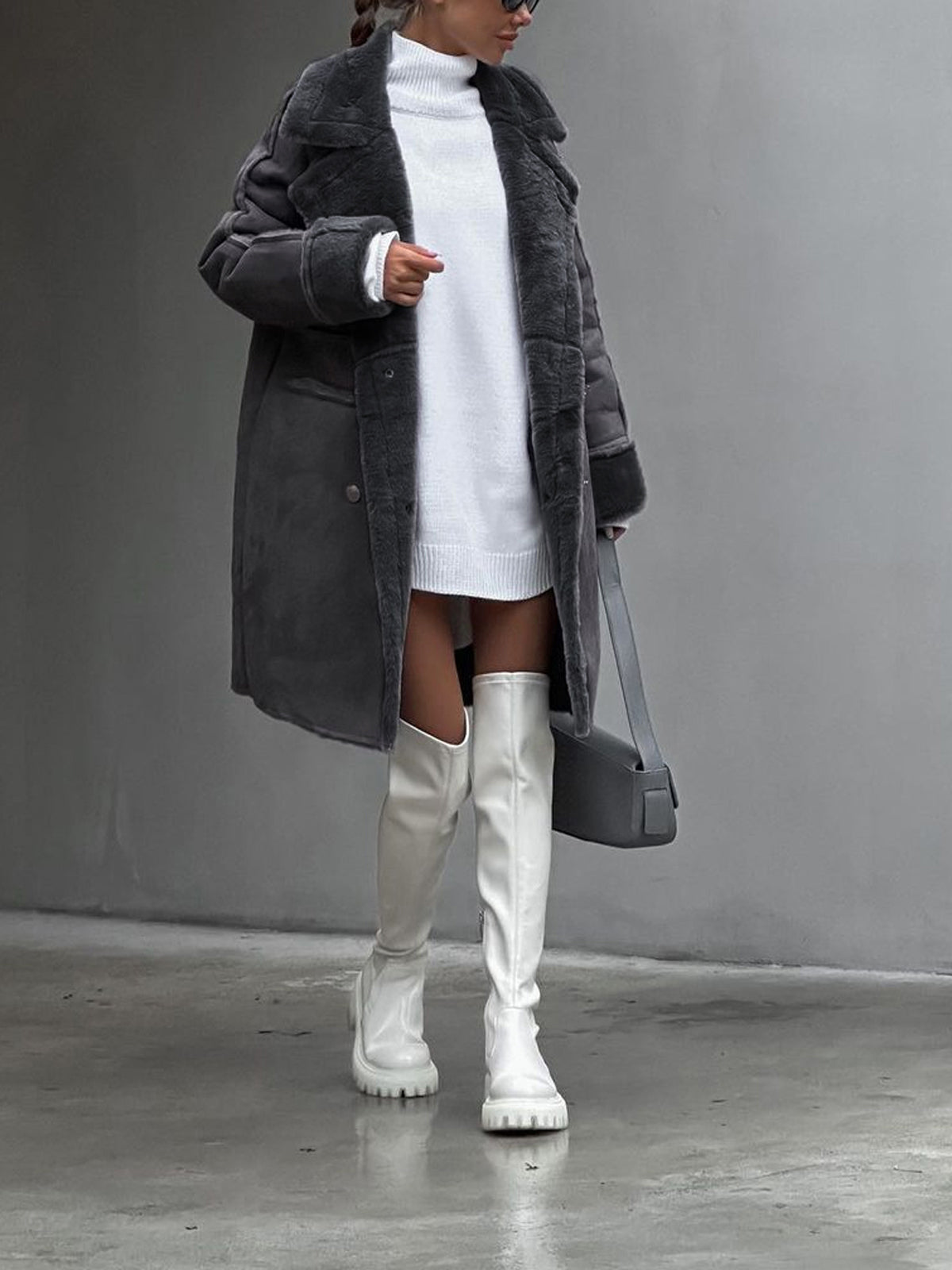 Insulating Women's Faux Fur Coat - Long Oversized, For Cold Gray - Tophatter Daily Deals