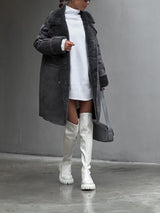 Insulating Women's Faux Fur Coat - Long Oversized, For Cold Gray - Tophatter Daily Deals