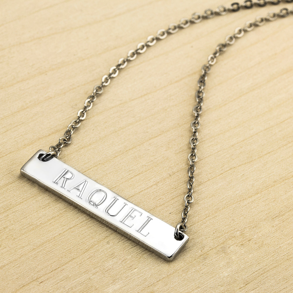 Personalized Bar Necklace - 3 Colors-Free Engraving Necklaces - Tophatter Daily Deals