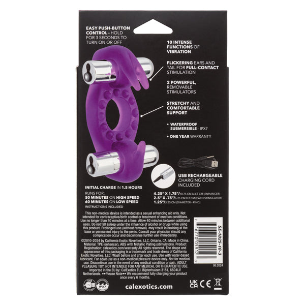 Rockin Rabbit Wireless Vibrating Cock Ring – Soft Stretchy Enhancer with Removable 3-Speed Bullets > Cock Ring > Vibrating - Tophatter Daily Deals