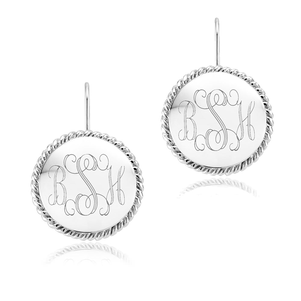 Personalized Braided Round Monogram Earrings Initial Earrings Earrings - Tophatter Daily Deals