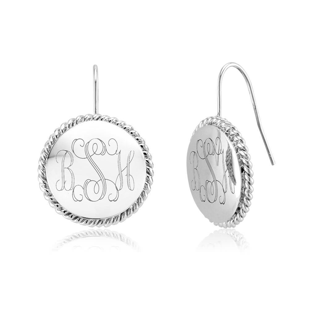 Personalized Braided Round Monogram Earrings Initial Earrings Earrings - Tophatter Daily Deals
