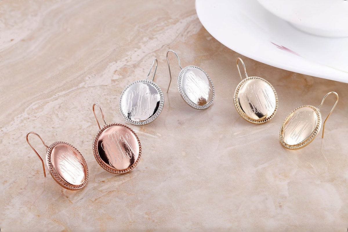 Personalized Braided Round Monogram Earrings Initial Earrings Earrings - Tophatter Daily Deals