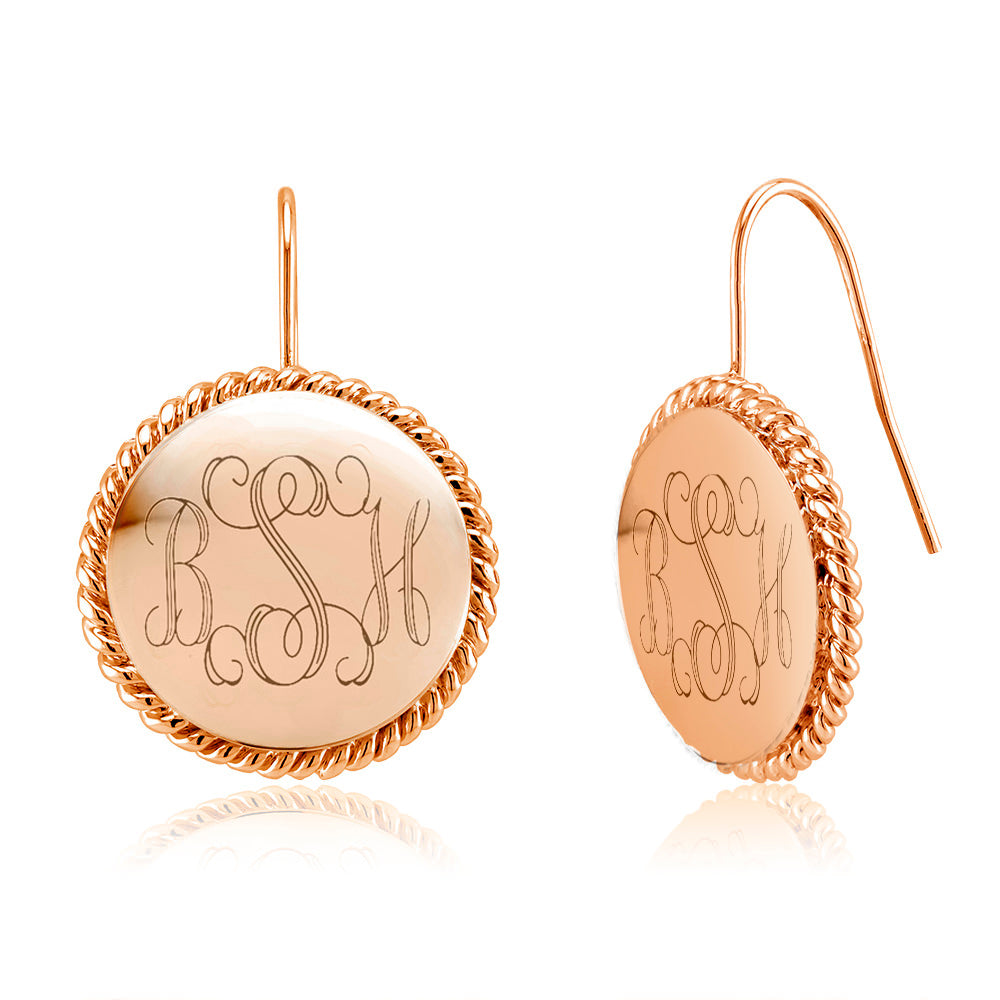 Personalized Braided Round Monogram Earrings Initial Earrings Earrings - Tophatter Daily Deals