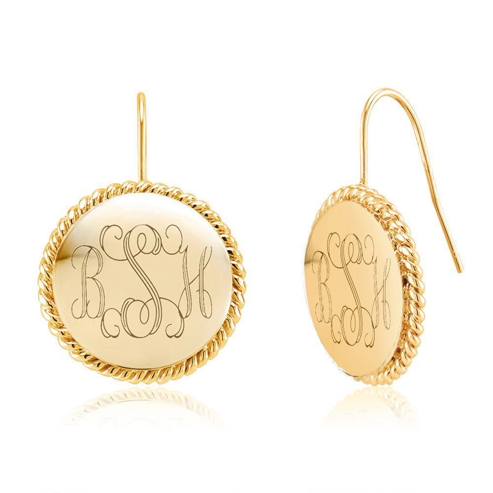 Personalized Braided Round Monogram Earrings Initial Earrings Earrings - Tophatter Daily Deals