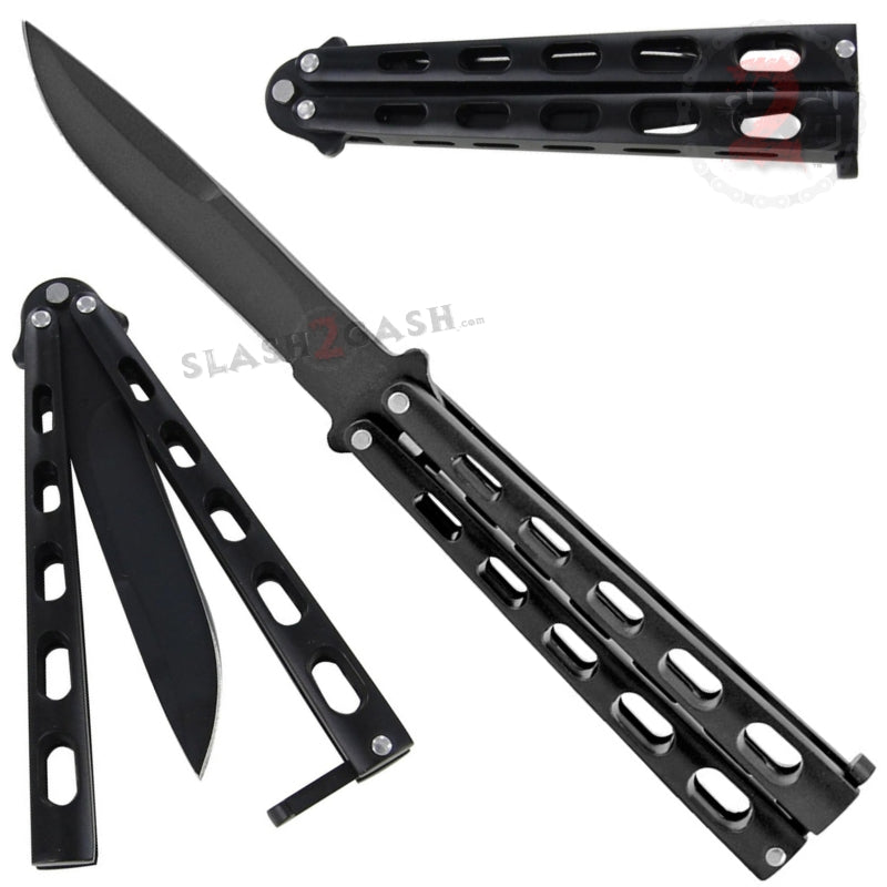 Jaguar HEAVY Butterfly Knife Big FAT Balisong - Asst. Colors Black - Plain (China) Knife-Balisong - Tophatter Daily Deals