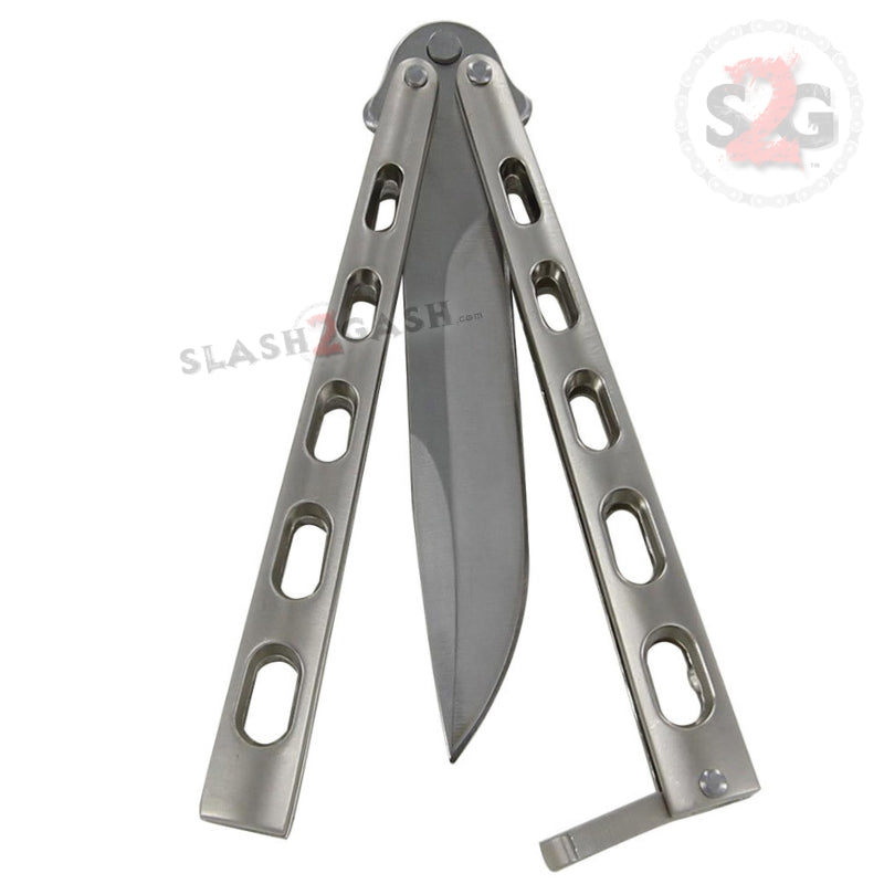 Jaguar HEAVY Butterfly Knife Big FAT Balisong - Chrome Knife-Balisong - Tophatter Daily Deals