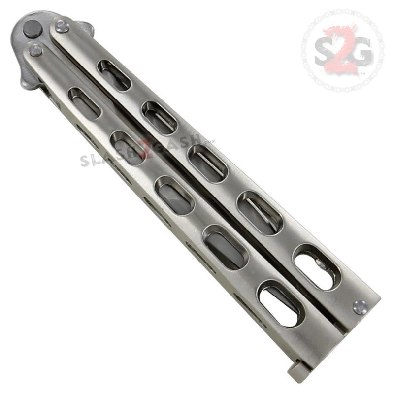 Jaguar HEAVY Butterfly Knife Big FAT Balisong - Chrome Knife-Balisong - Tophatter Daily Deals