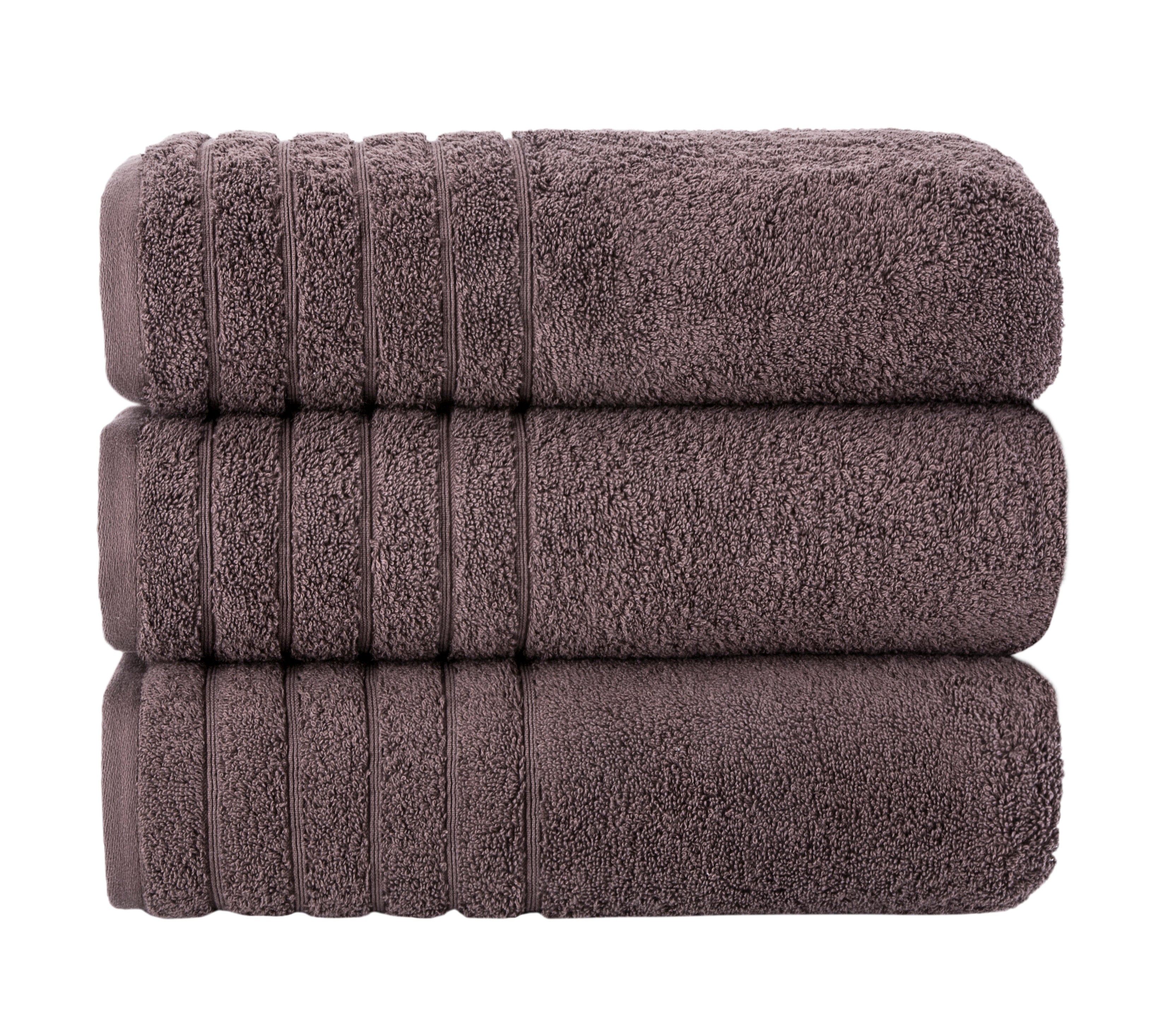 Barnum Turkish Cotton Luxury Large Bath Towels - 3 Pieces - 30x56" Dark Chocolate Bath Towel - Tophatter Daily Deals