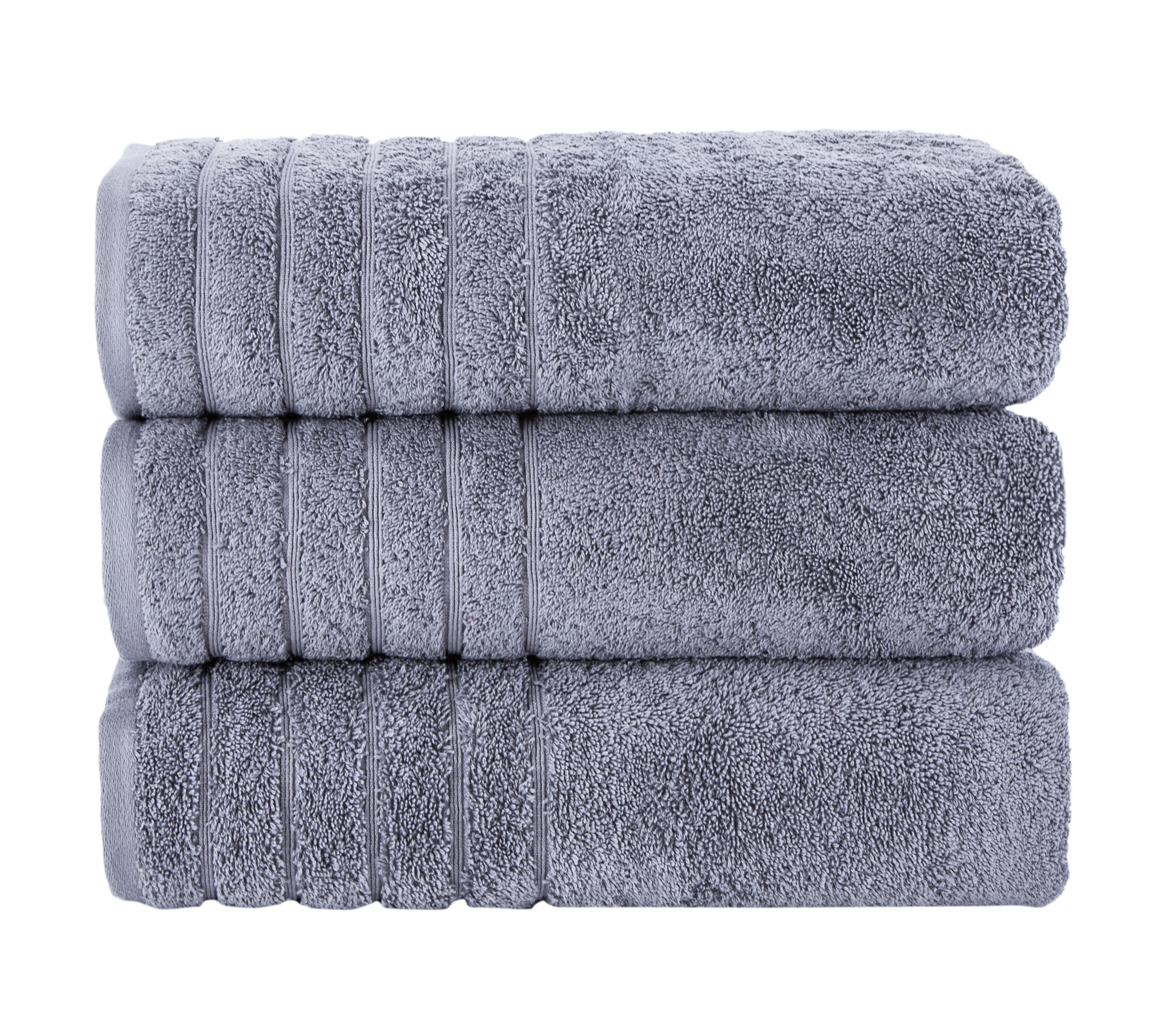 Barnum Turkish Cotton Luxury Large Bath Towels - 3 Pieces - 30x56" Grey Bath Towel - Tophatter Daily Deals