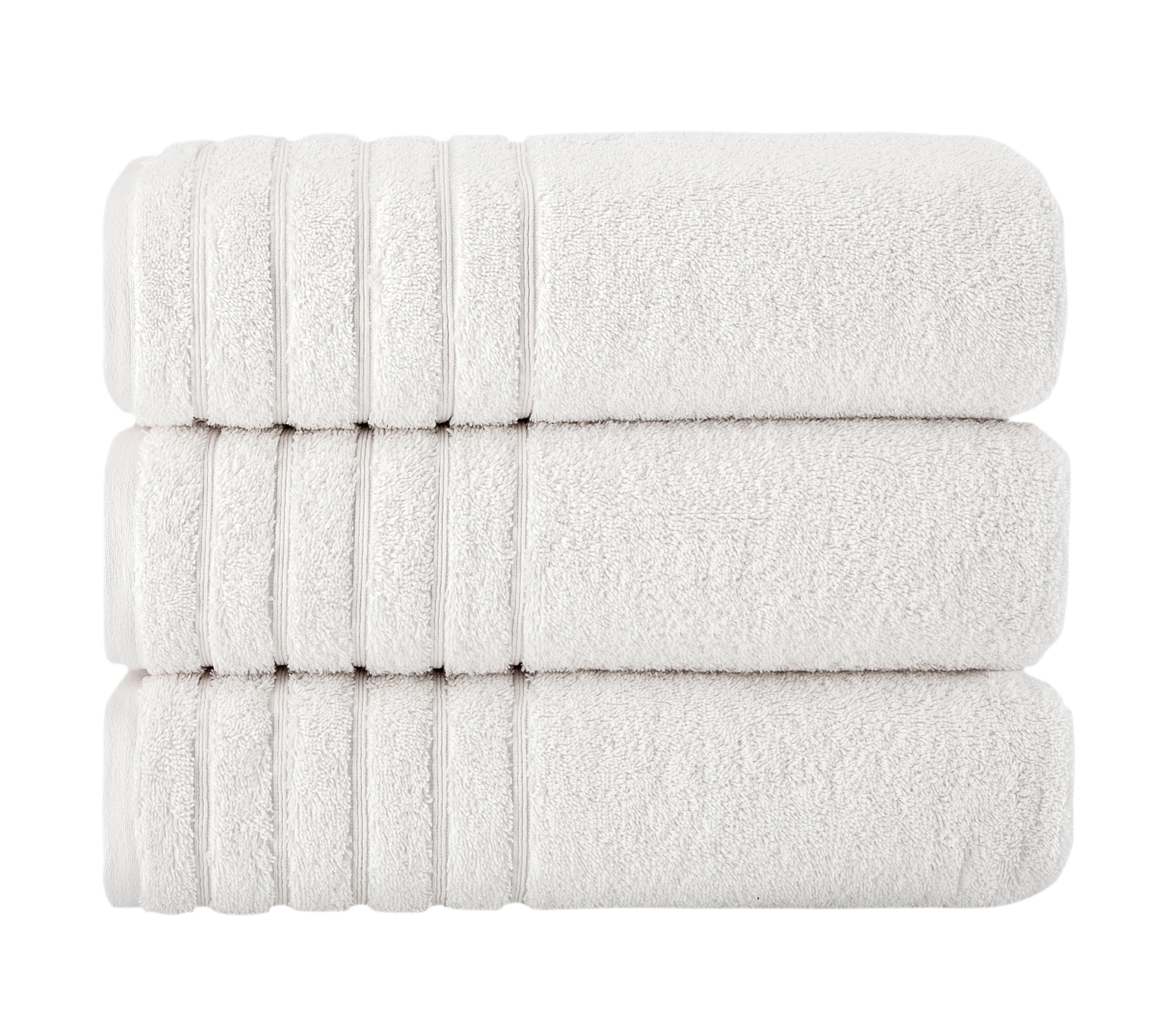 Barnum Turkish Cotton Luxury Large Bath Towels - 3 Pieces - 30x56" Sweet Ivory Bath Towel - Tophatter Daily Deals