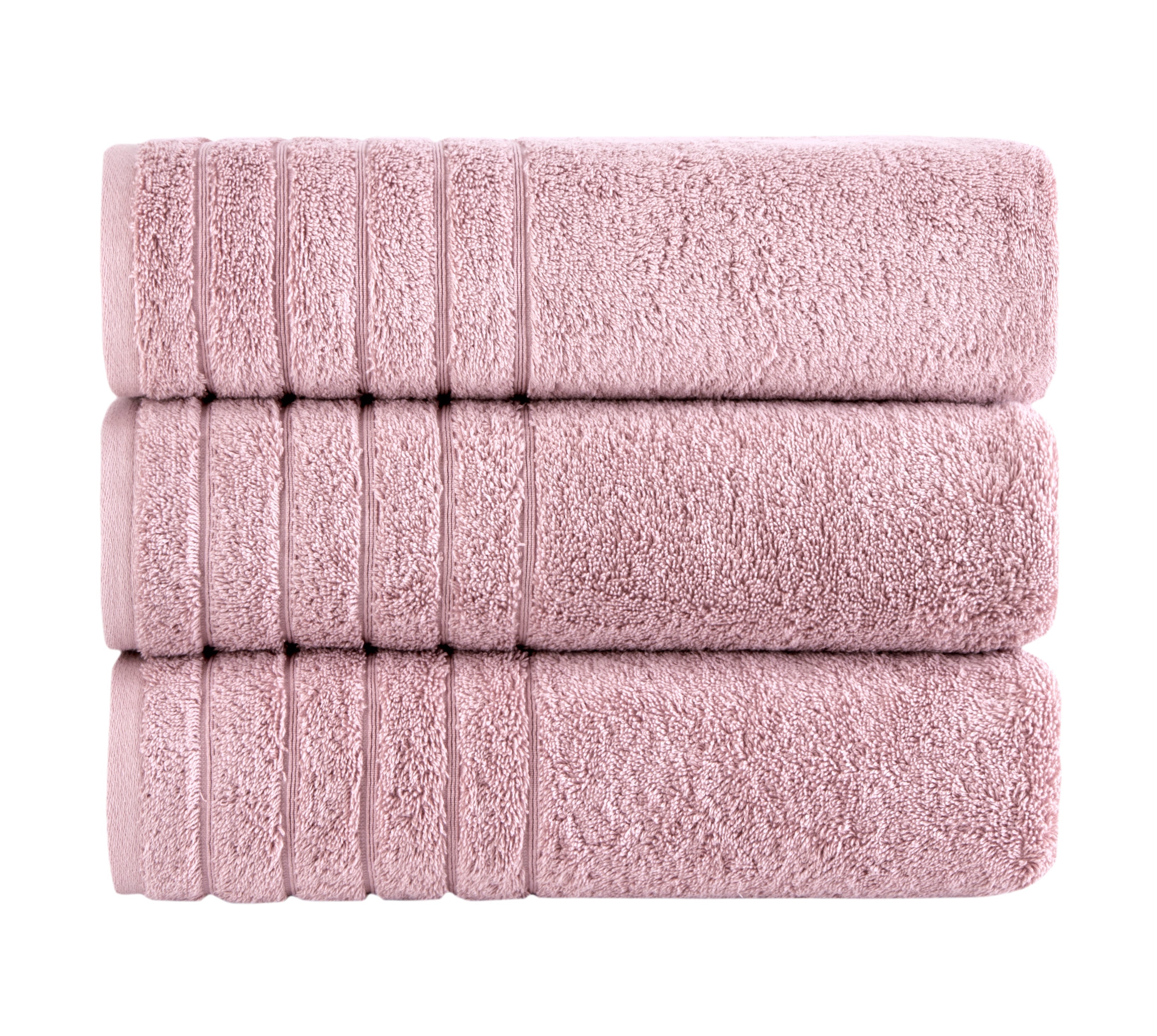 Barnum Turkish Cotton Luxury Large Bath Towels - 3 Pieces - 30x56" Rose Petal Bath Towel - Tophatter Daily Deals
