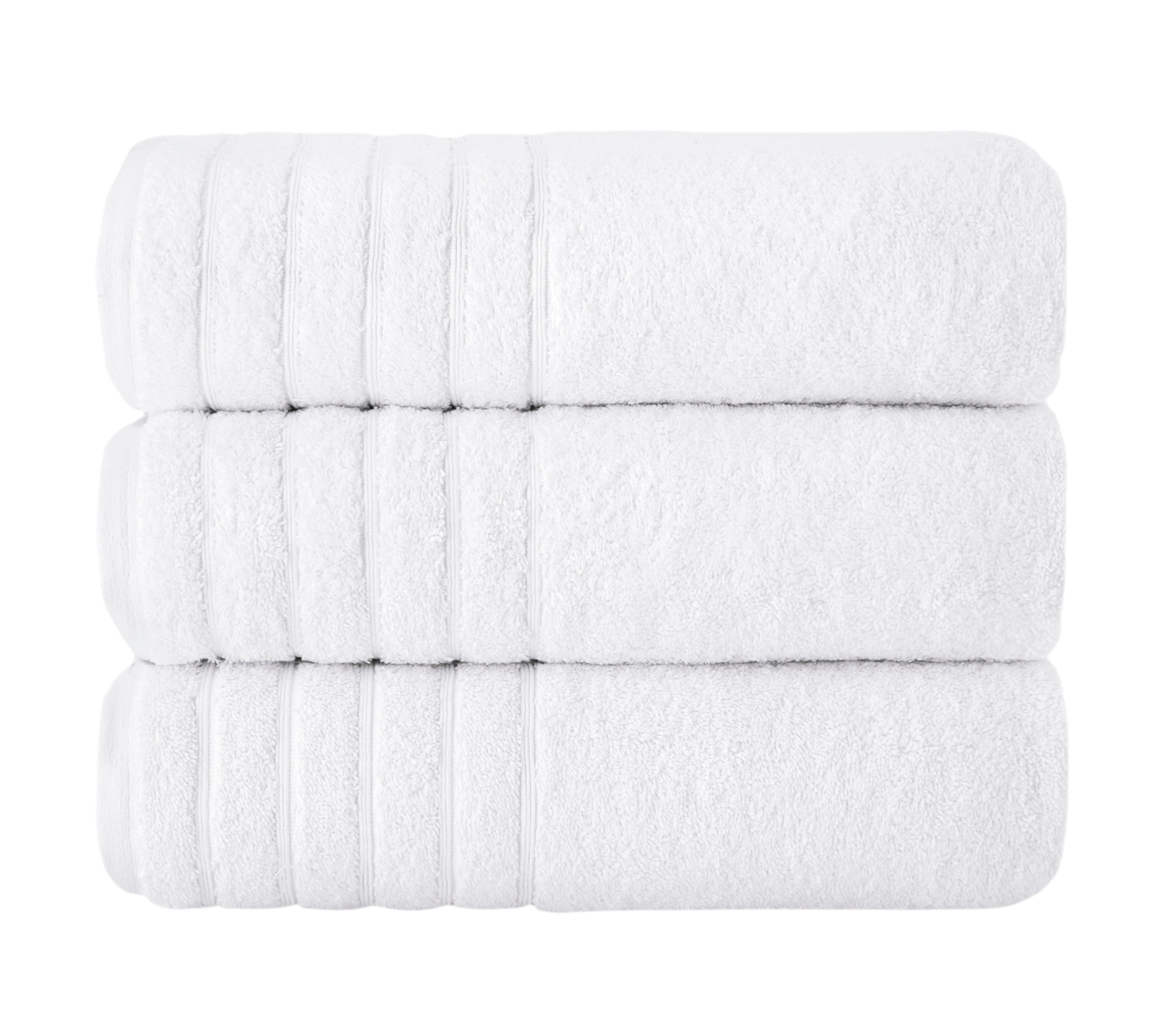 Barnum Turkish Cotton Luxury Large Bath Towels - 3 Pieces - 30x56" White Bath Towel - Tophatter Daily Deals