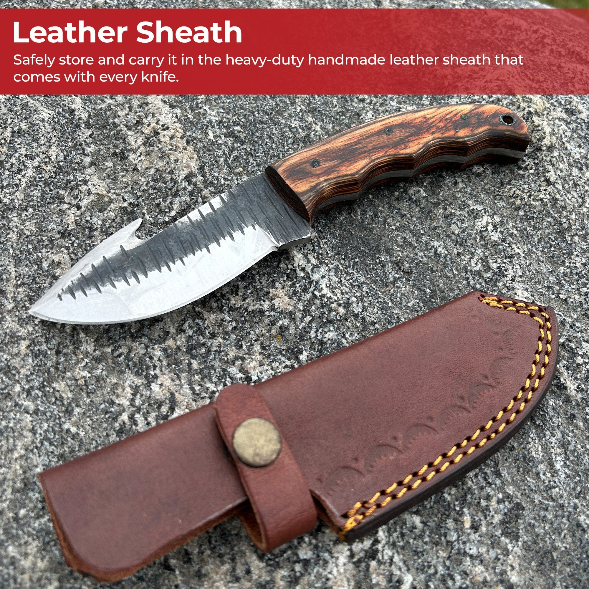 Barracuda Full Tang Gut Hook Outdoor Hunting Knife Knives - Tophatter Daily Deals