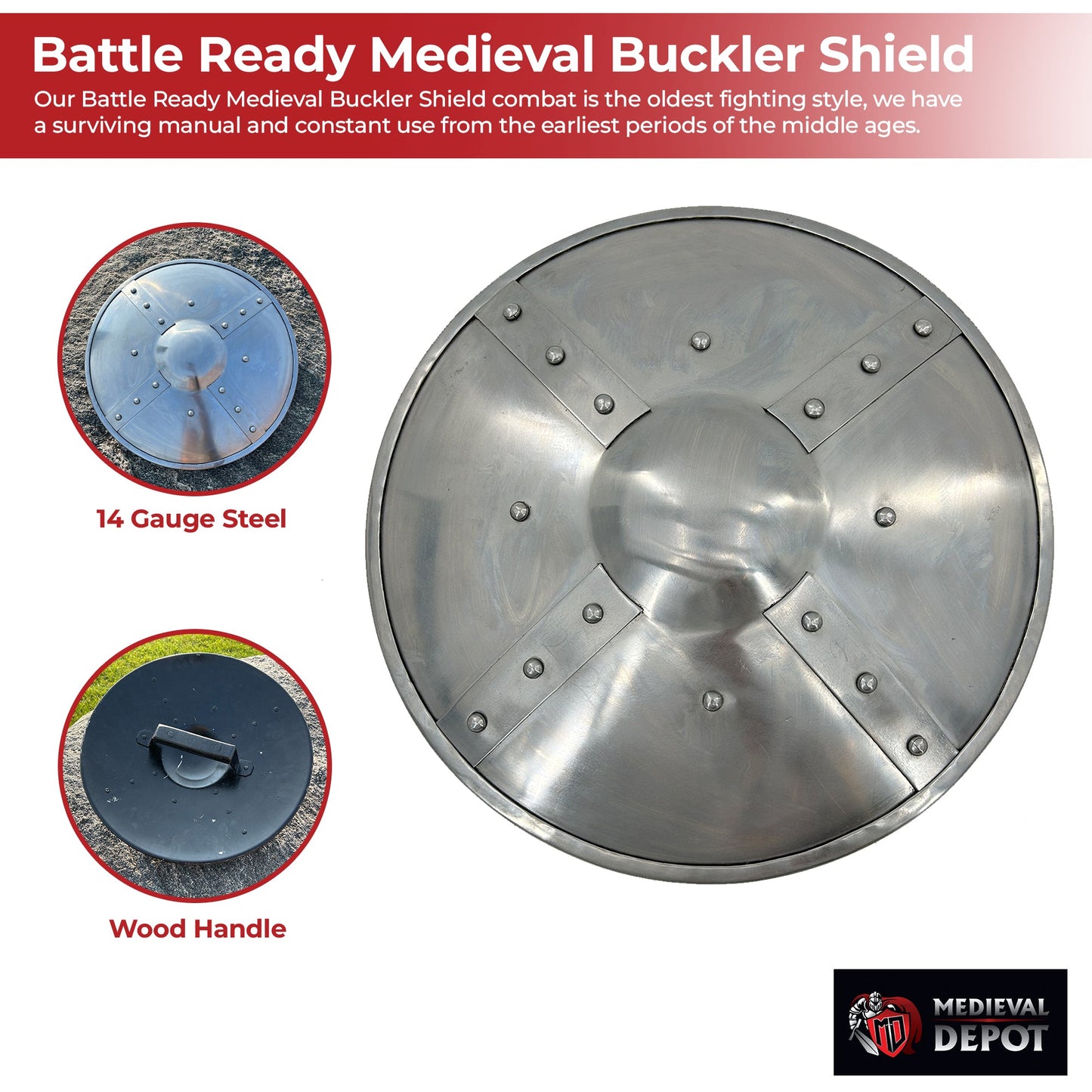 Battle Ready Medieval Buckler Shield historical period - Tophatter Daily Deals