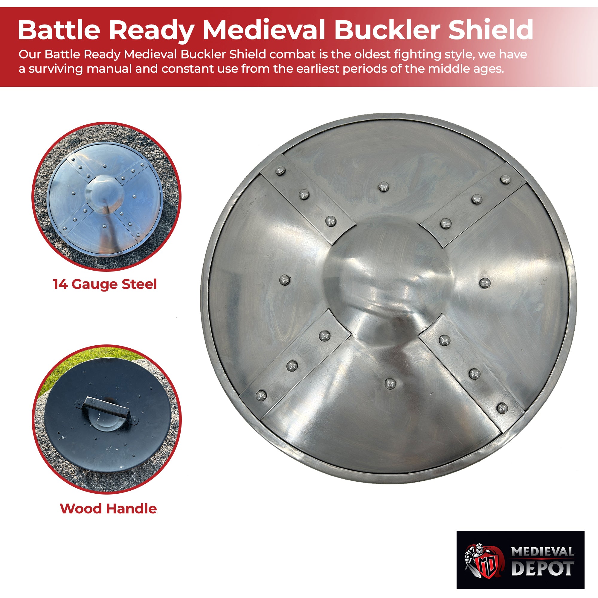 Battle Ready Medieval Buckler Shield historical period - Tophatter Daily Deals