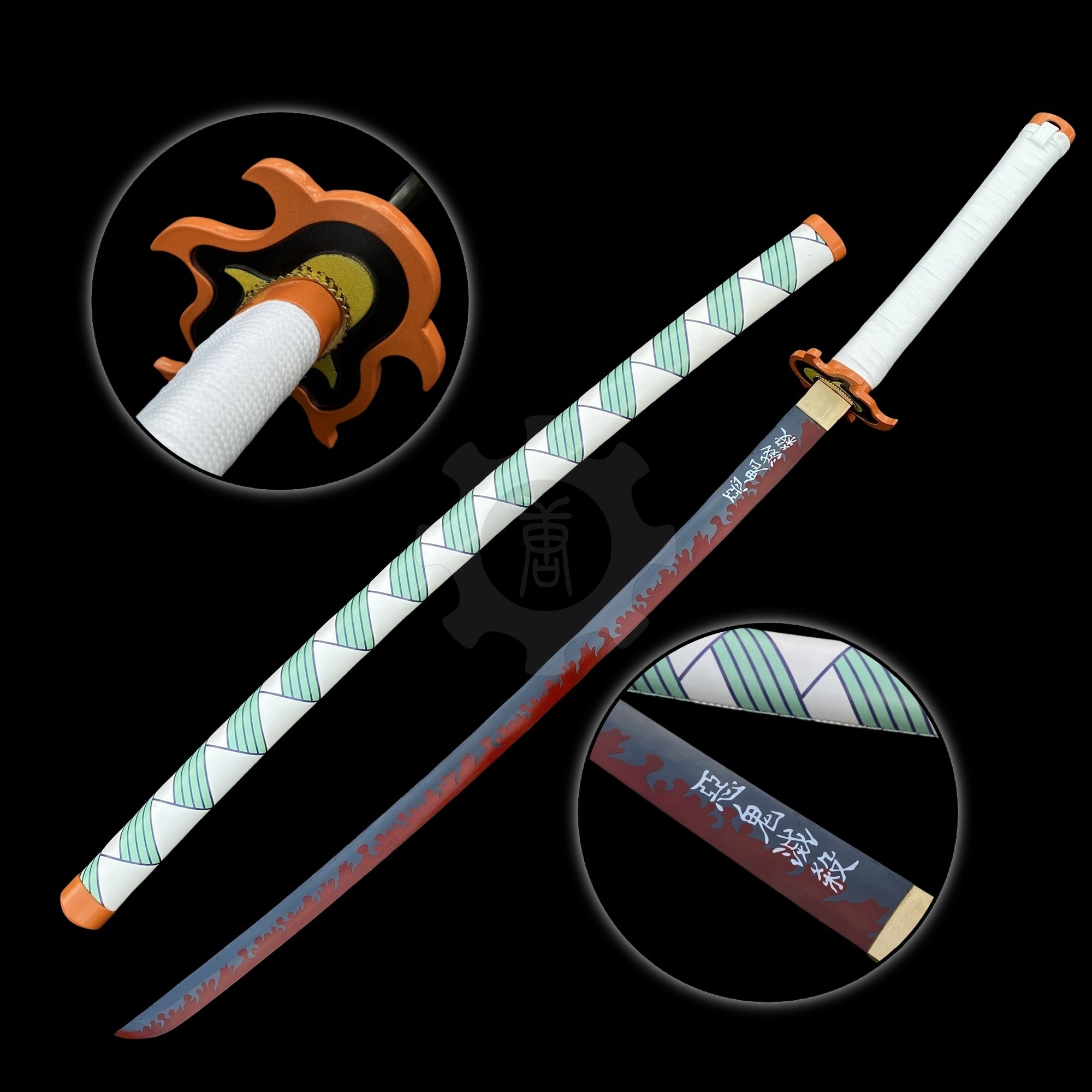 IRL Rengoku Nichirin Sword Anime Katana 1045 Carbon Steel Version - Tophatter Daily Deals