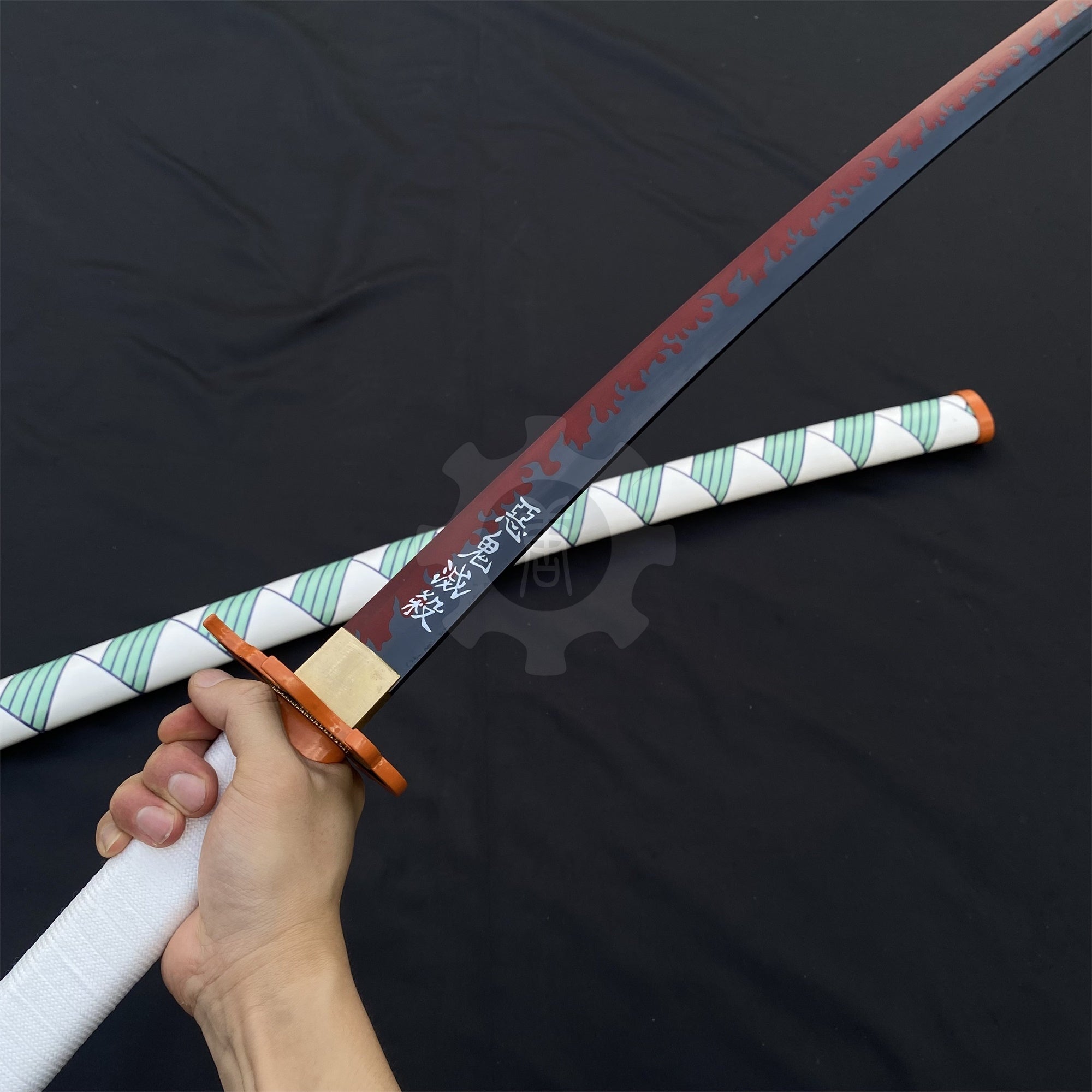 IRL Rengoku Nichirin Sword Anime Katana 1045 Carbon Steel Version - Tophatter Daily Deals
