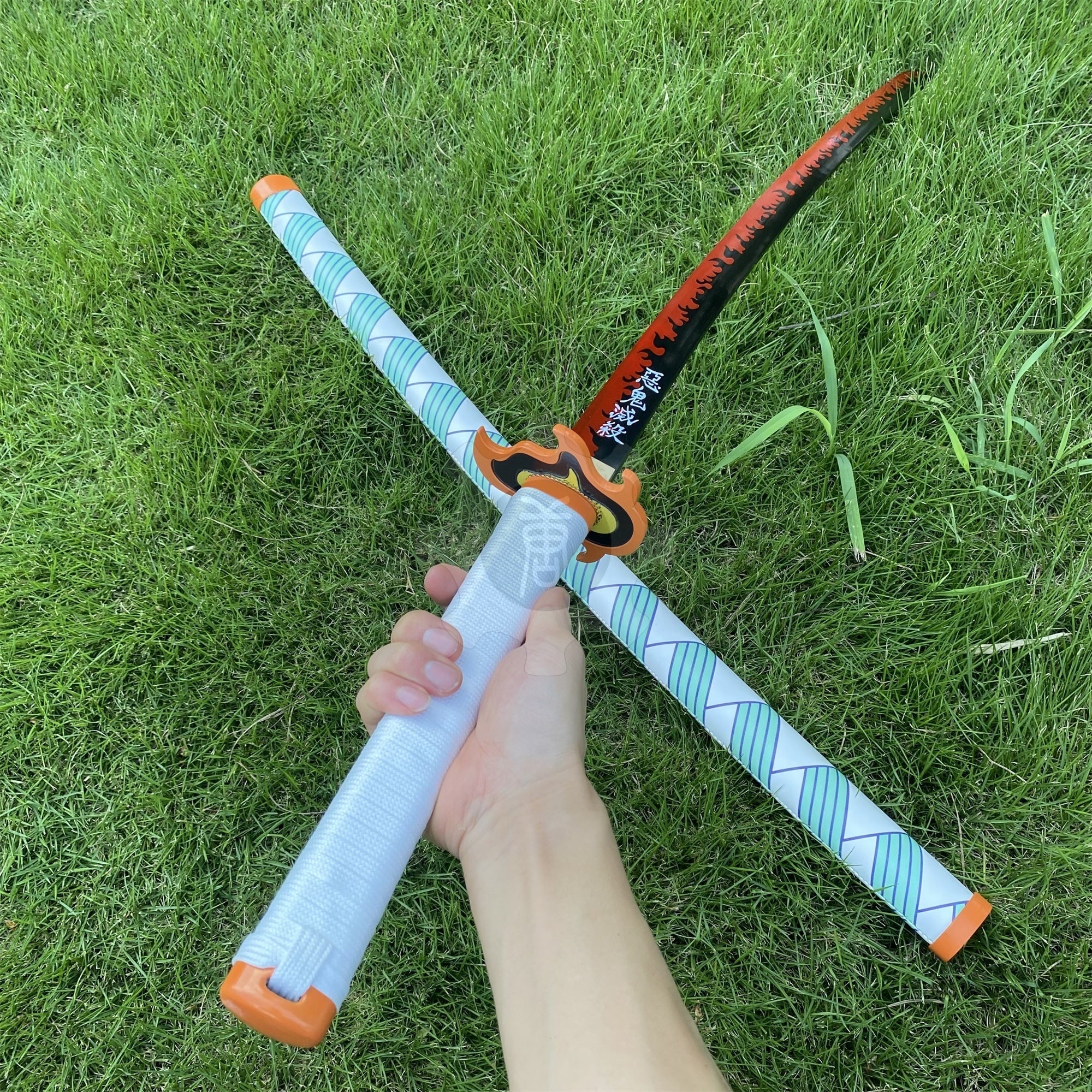 IRL Rengoku Nichirin Sword Anime Katana 1045 Carbon Steel Version - Tophatter Daily Deals