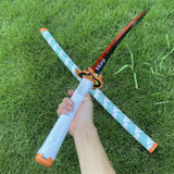 IRL Rengoku Nichirin Sword Anime Katana 1045 Carbon Steel Version - Tophatter Daily Deals