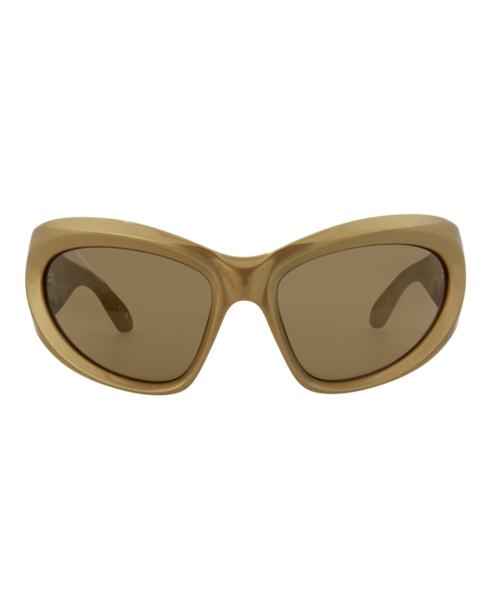 Balenciaga Shield-Frame Bio Injection Sunglasses Gold Gold Brown Sunglasses - Tophatter Daily Deals