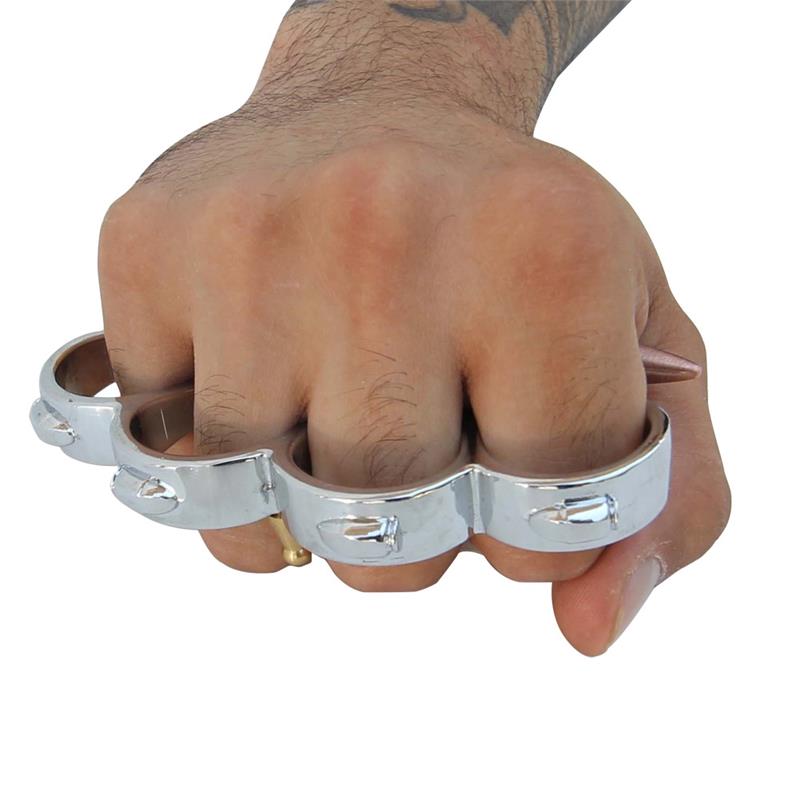 Bullet Knuckles w/ Hidden Knife 7.62x54 Belt Buckle Paperweight - Silver Belt Buckle - Tophatter Daily Deals