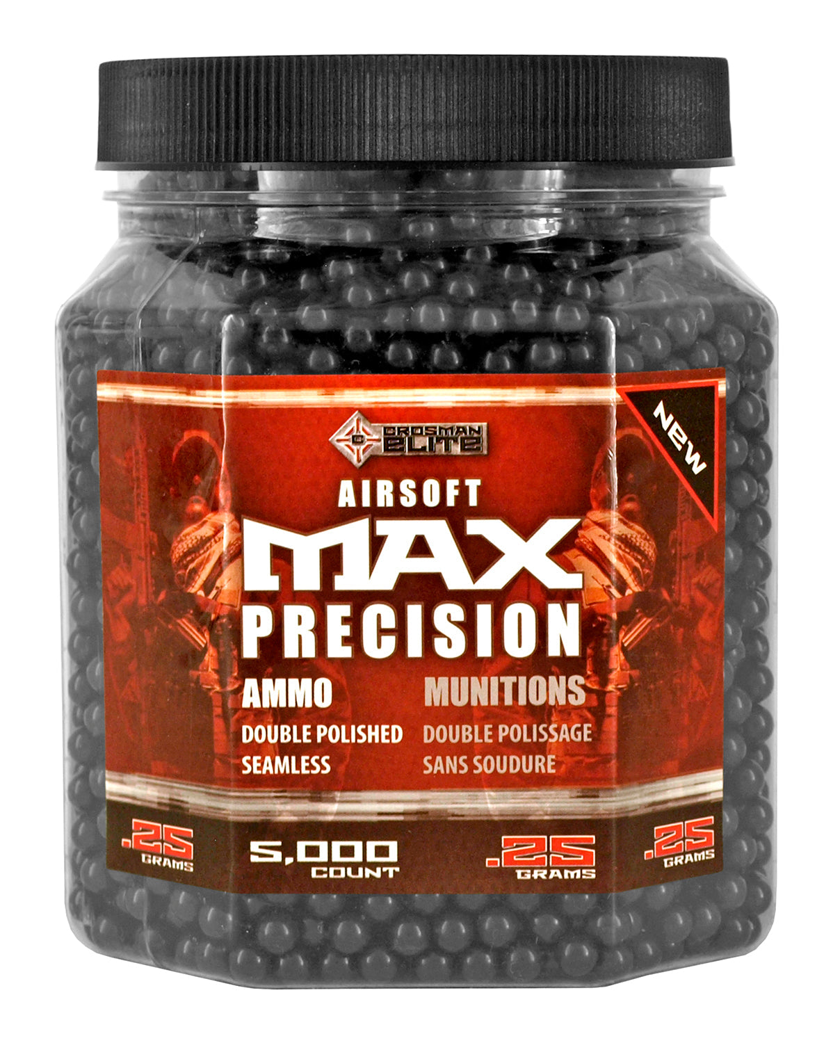 Crosman Elite 5000 count Jar .25g Precision Airsoft BB's - Black Airsoft-BBs - Tophatter Daily Deals