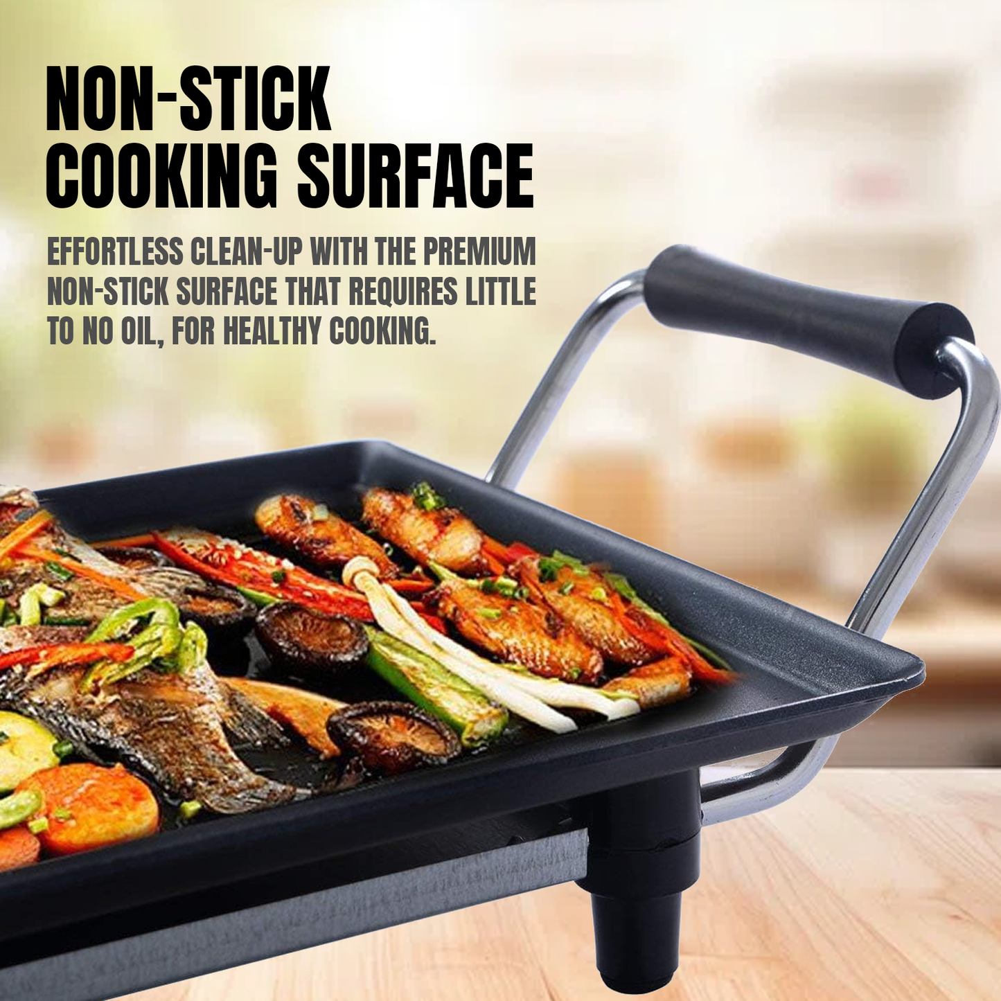 Barbecue Griddle Plate – Electric Teppanyaki Grill Table Top Large BBQ Hot Plate Cookware - Tophatter Daily Deals