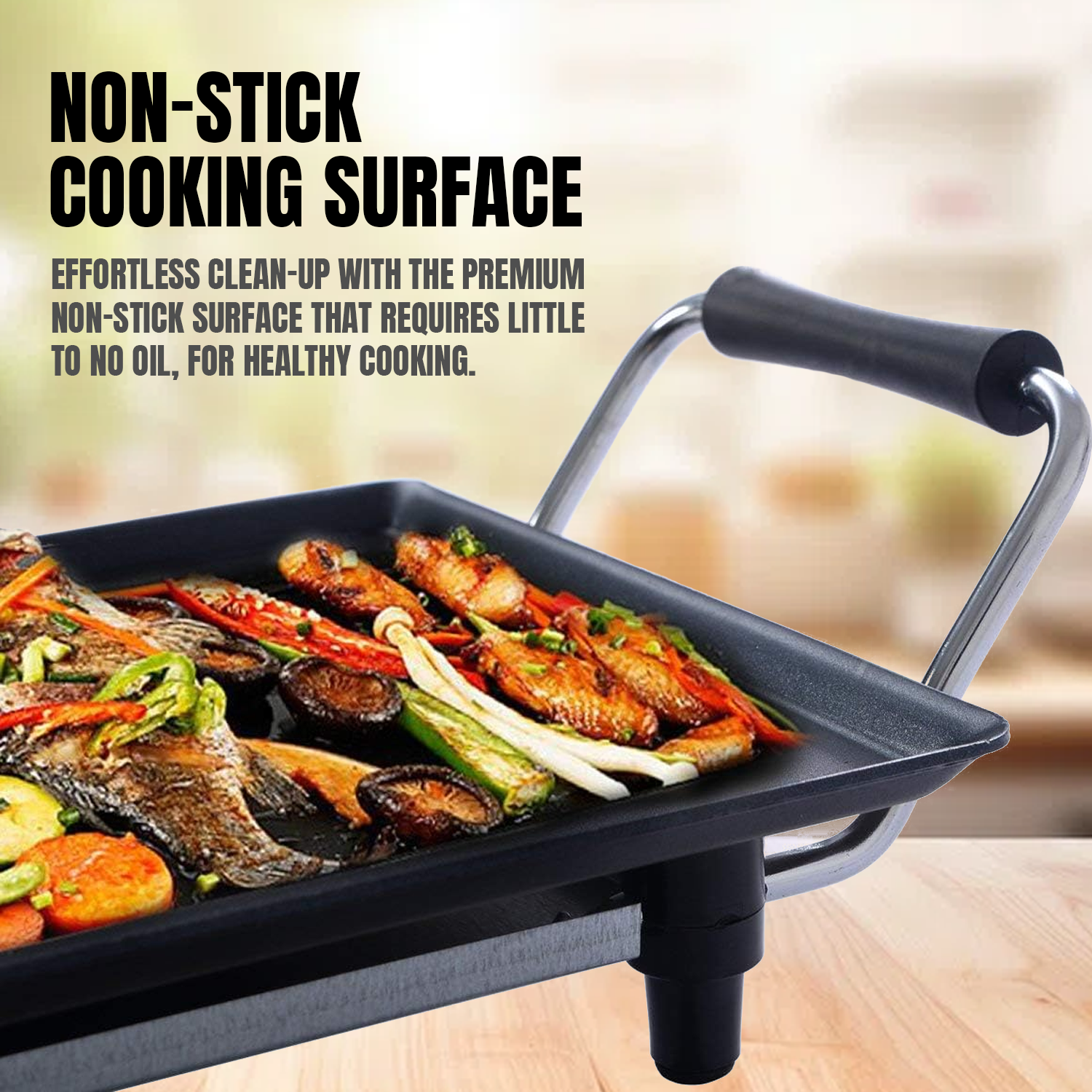 Barbecue Griddle Plate – Electric Teppanyaki Grill Table Top Large BBQ Hot Plate Cookware - Tophatter Daily Deals
