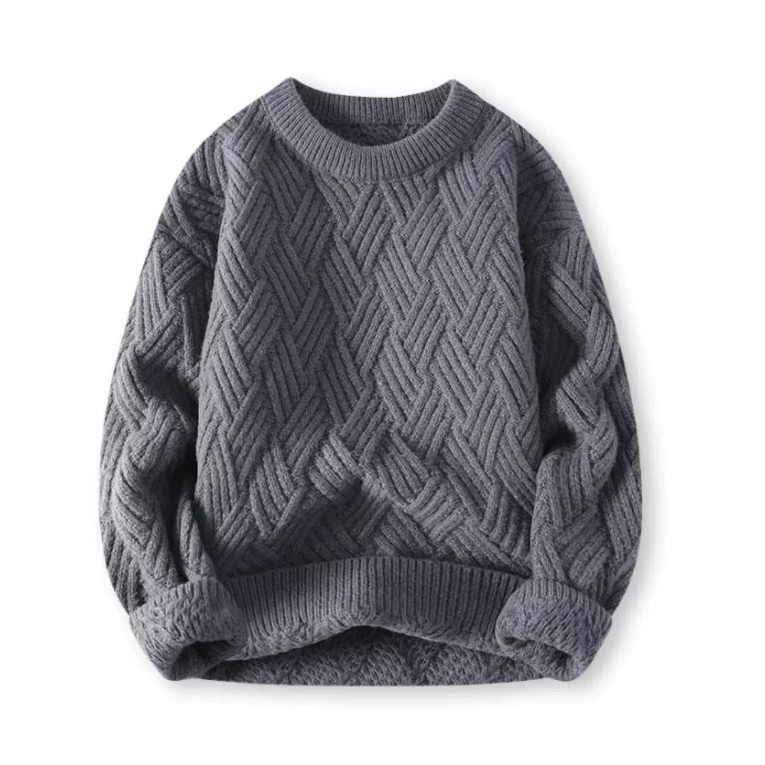Warm Cozy Men's Cable Knit Sweater - Crewneck Wool Blend Gray - Tophatter Daily Deals