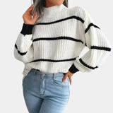 Warm Relaxed Women’s Pullover - Turtleneck Knit, Casual White - Tophatter Daily Deals