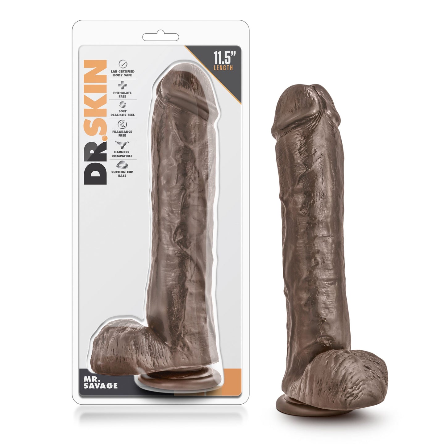 Dr. Skin Mr. Savage (Chocolate) – 11.5 Inch Dildo with Suction Cup > Dildos > Large Dildos - Tophatter Daily Deals