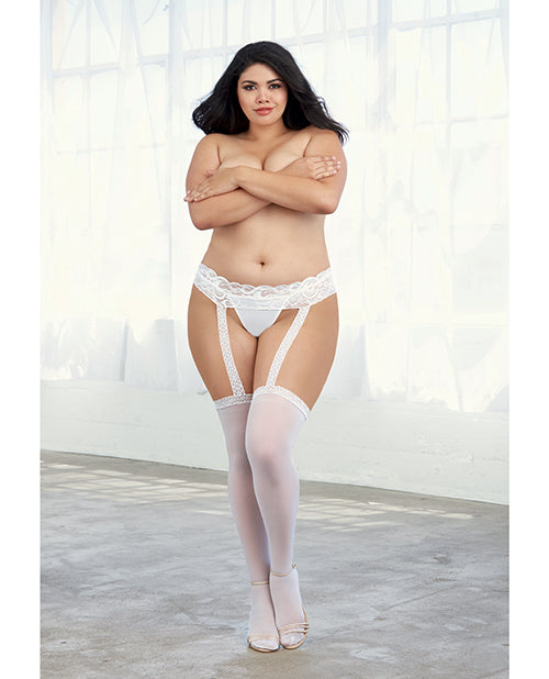 Verona Sheer Garter Belt Pantyhose Queen White Thigh Highs - Tophatter Daily Deals