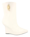 Givenchy G-Lock Leather Wedge Boots Ivory Footwear - Tophatter Daily Deals