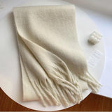 Oversized Women Scarf - Long Fringed Fluffy Wool Winter BEIGE - Tophatter Daily Deals