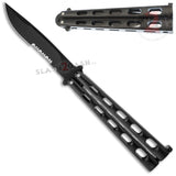 Jaguar Butterfly Knife HEAVY Taiwan Balisong - Black Serrated Black Knife-Balisong - Tophatter Daily Deals