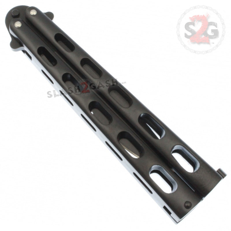 Jaguar Butterfly Knife HEAVY Taiwan Balisong - Black Serrated Knife-Balisong - Tophatter Daily Deals
