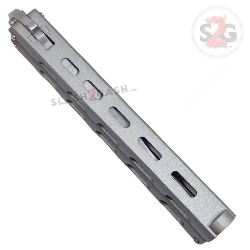 Jaguar Butterfly Knife HEAVY Taiwan Balisong - Grey Serrated Knife-Balisong - Tophatter Daily Deals