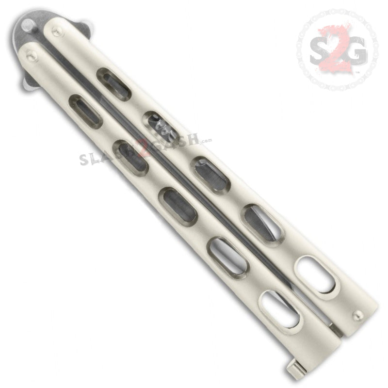 Jaguar Butterfly Knife HEAVY Taiwan Balisong - Champagne Serrated Knife-Balisong - Tophatter Daily Deals