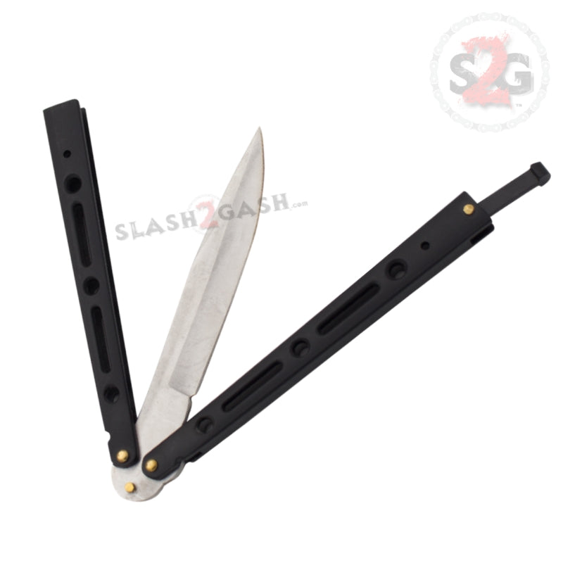 JUMBO 5 Hole Butterfly Knife Giant 10" Balisong - Black Knife-Balisong - Tophatter Daily Deals