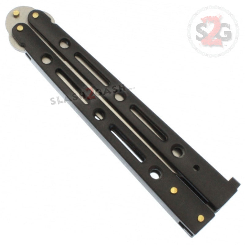 JUMBO 5 Hole Butterfly Knife Giant 10" Balisong - Black Knife-Balisong - Tophatter Daily Deals