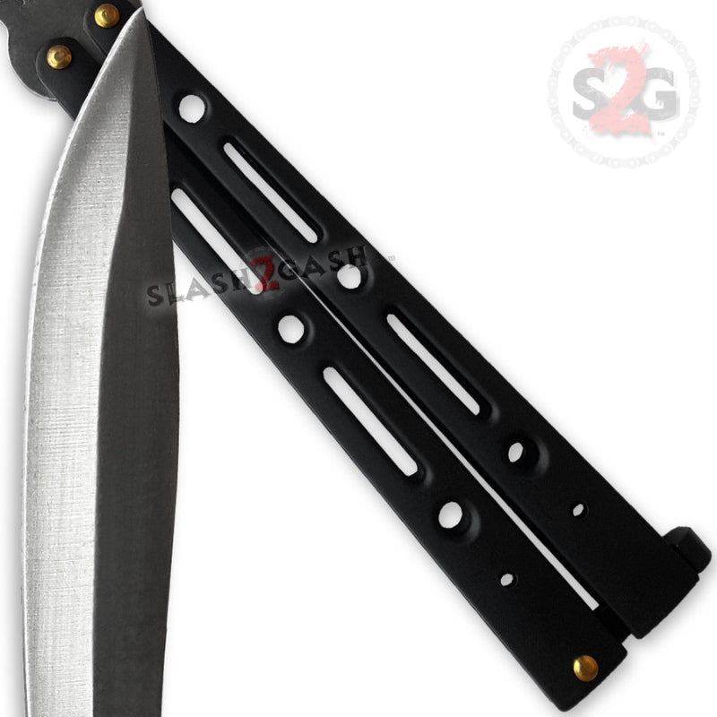 JUMBO 5 Hole Butterfly Knife Giant 10" Balisong - Black Knife-Balisong - Tophatter Daily Deals