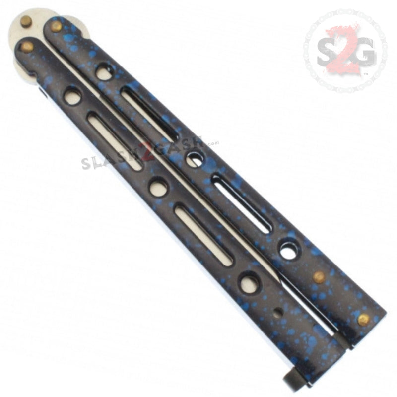 JUMBO 5 Hole Butterfly Knife Giant 10" Balisong - Marble Blue Knife-Balisong - Tophatter Daily Deals