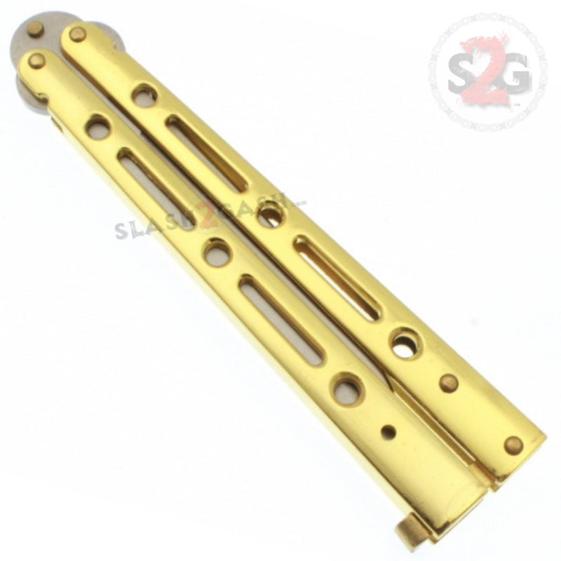 JUMBO 5 Hole Butterfly Knife Giant 10" Balisong - Gold Knife-Balisong - Tophatter Daily Deals