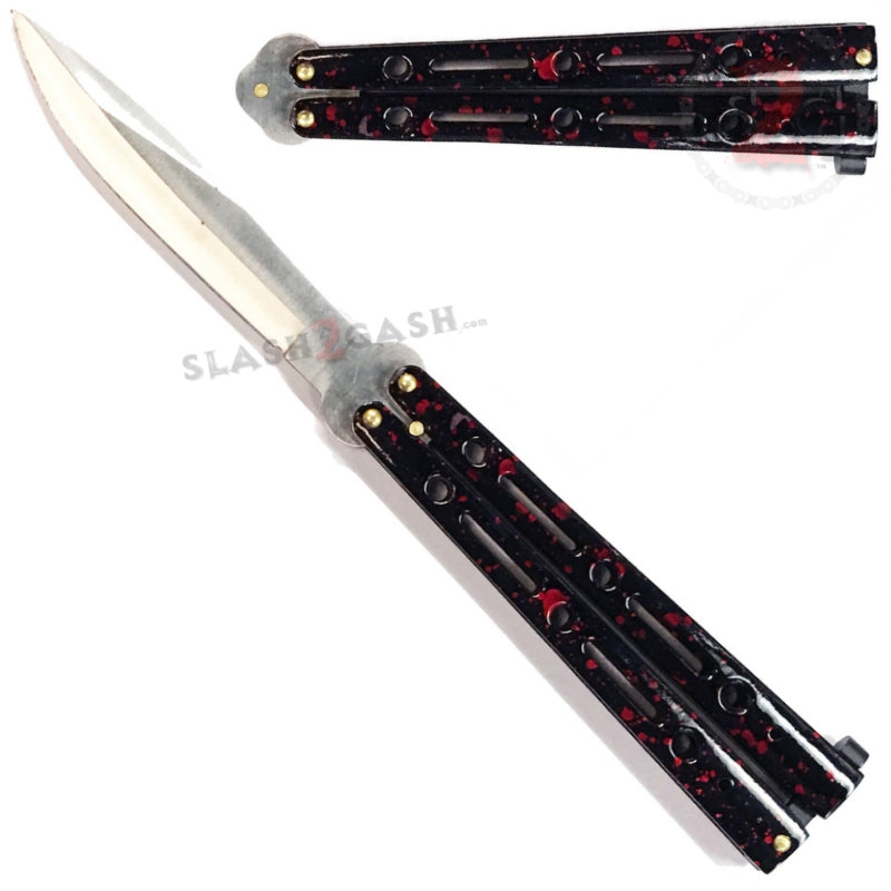 JUMBO 5 Hole Butterfly Knife Giant 10" Balisong - Marble Red Knife-Balisong - Tophatter Daily Deals